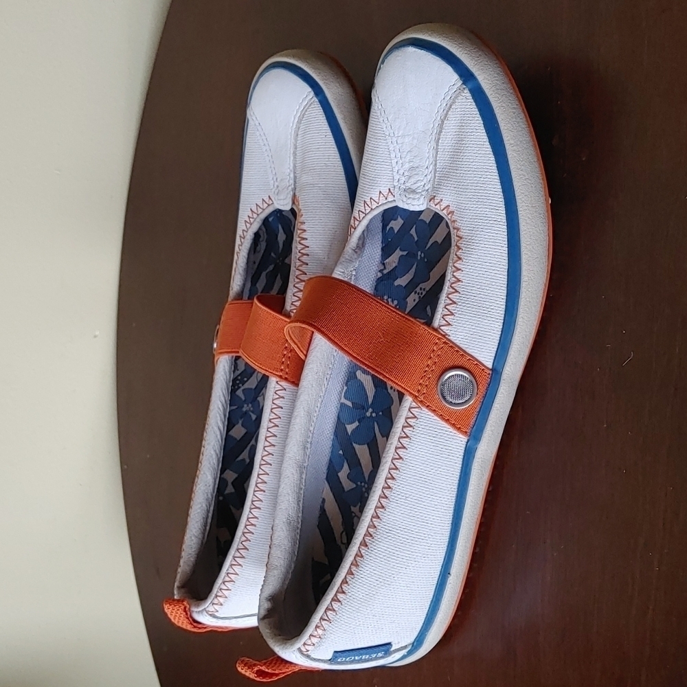 Sebago footwear for women size 7M‎ white Blue and Orange